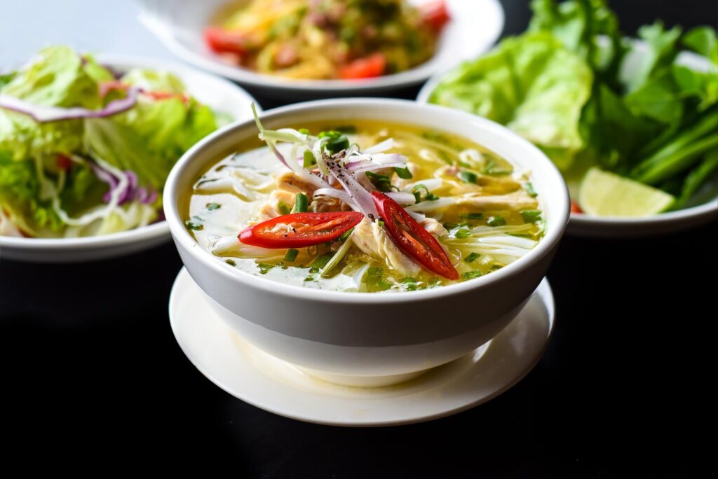 Lunch,Set,Made,Of,Chicken,Soup,,Salad,pasta,Carbonara,,Lemonade,On - Fareast247